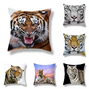 Украшение дома, животный мир, наволочка с тигром, кровать, гостиная, диван, офисное сиденье, автомобильная поясная наволочка 40x40cm