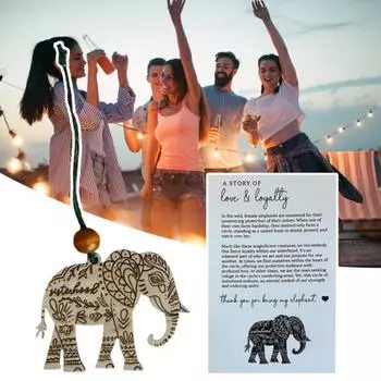 Украшение дружбы со слоном, деревянные подарки в виде сестричества со слоном с историей для женщин, племенное украшение на рождественскую елку Elephant