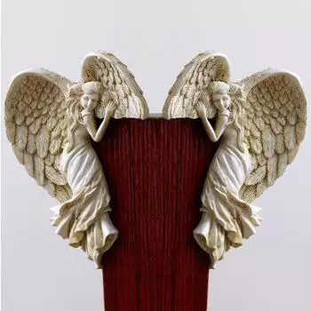 Украшение дверной рамы ангела-искупления, Пробуждение Крыльев, настенная подвеска из смолы, декор, фигурка, скульптура, орнамент Right