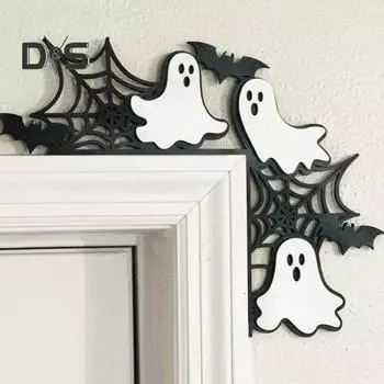 Украшение дверной рамы на Хэллоуин, деревенская деревянная тыква, привидение, ведьма, дверной угол, знак, домашний офис, входная дверь, украшение для сиденья, праздничное украшение A