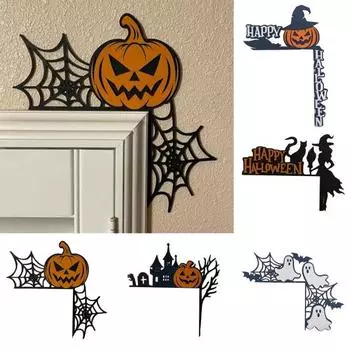 Украшение дверной рамы на Хэллоуин, деревенская деревянная тыква, привидение, ведьма, дверной угол, знак, домашний офис, входная дверь, украшение для сиденья