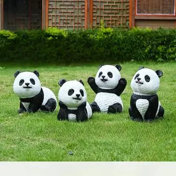 Украшение двора на открытом воздухе Модель животного Изделия из смолы Моделирование Панда Веселые украшения Домашний сад Атмосфера Украшения