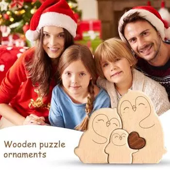 Украшение-головоломка «Семья пингвинов» Деревянные головоломки «Пингвины» Домашнее настольное украшение «Семья пингвинов» Подарок для мамы, папы, бабушки 3pcs