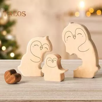 Украшение-головоломка «Семья пингвинов» Деревянные головоломки «Пингвины» Домашнее настольное украшение «Семья пингвинов» Подарок для мамы, папы, бабушки 3pcs