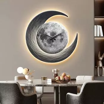Украшение гостиной атмосфера светодиодная светящаяся картина лунные часы ресторан подвесная картина диван фон настенная роспись 40X40CM