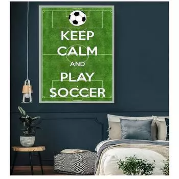 Украшение, холст, картина, сохраняйте спокойствие и играйте в футбол, постеры, настенные панно для гостиной, футбольное поле, английское настенное искусство 21cm30cm NoFrame