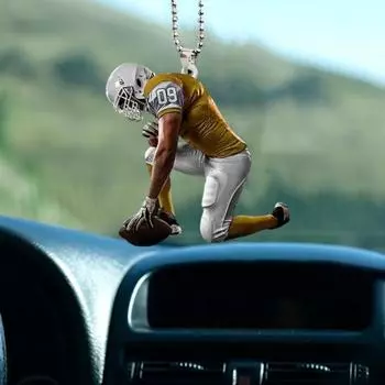 Украшение интерьера автомобиля, индивидуальный кулон, креативная форма, регбист, зеркало заднего вида, кулон, украшение, подвесной орнамент красный