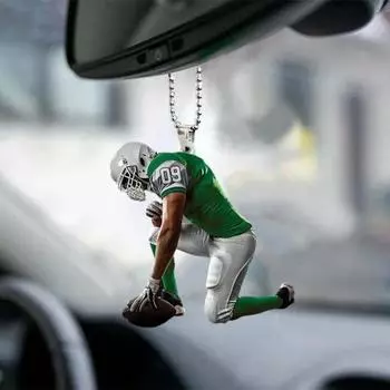 Украшение интерьера автомобиля, креативная индивидуальность, подвеска в форме регби, зеркальный плеер, подвеска заднего вида, украшение красный