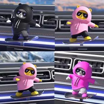 Украшение интерьера автомобиля милый медведь скейтборд слайд авто украшения с направляющей для модели 3 года универсальные аксессуары для украшения розы красного