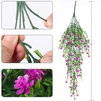 Украшение Искусственный эвкалипт Камелия Виноградная лоза с листовой розой Настенное свадебное украшение для домашнего садоводства Length 78cm темно-фиолетовый