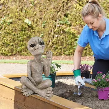 Украшение из 1 шт., Привет землянам НЛО, Статуя пришельца, Статуя пришельца из космоса, Украшение статуи, Украшение рабочего стола в спальне и гостиной, 1 PC