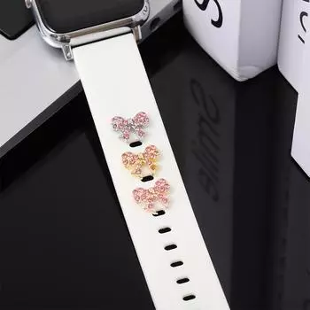 Украшение из циркона, ремешок для часов с бантом, гвозди для Apple Watch, розовый цвет, циркониевый узор, бирка для ногтей, модные часы, бренды, ювелирные изделия, подарок