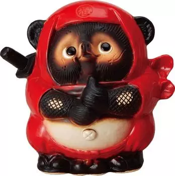 Украшение из керамики Сигараки «Енотовидная собака ниндзя» Ширина x Глубина 12 x Высота см (красный) 17,5 17,5 561-03