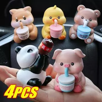 Украшение из мультяшного животного из смолы для автомобиля, приборная панель, зеркало заднего вида, своими руками, декоративные украшения, подарок на день рождения, украшение стола