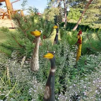 Украшение из смолы утка мультяшная фигурка цыпленка с длинной шеей петух утка гусь садовая статуэтка для декора дворика на лужайке фермы B