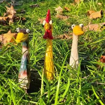 Украшение из смолы утка мультяшная фигурка цыпленка с длинной шеей петух утка гусь садовая статуэтка для декора дворика на лужайке фермы A