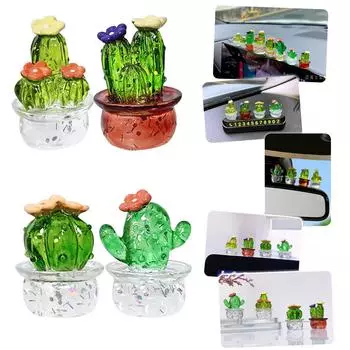 Украшение из смолы в виде кактуса для центральной консоли автомобиля, крепление на заднее крепление, декорации для рабочего стола, симпатичные миниатюрные фигурки кактусов A