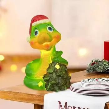 Украшение из смолы в виде змеи, рождественская шапка, коллекционная мультяшная змея, настольное украшение для гостиной A