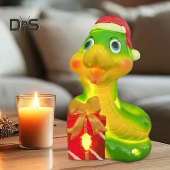 Украшение из смолы в виде змеи, рождественская шляпа, коллекционная мультяшная змея, настольное украшение для гостиной, спальни A