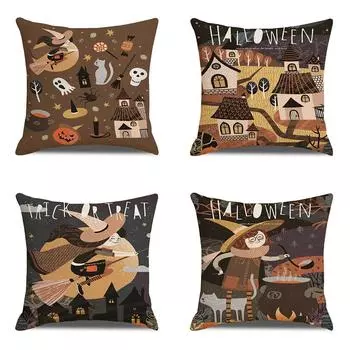 Украшение комнаты Эстетика Хэллоуин Ведьма Наволочка Хлопок Лен Гостиная Диван Кровать 40x40cm