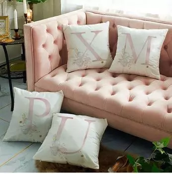 Украшение комнаты, розовая наволочка с буквами, чехол для подушки из полиэстера с английским алфавитом, чехол для дивана, домашний декор, наволочка с цветком 450mm*450mm