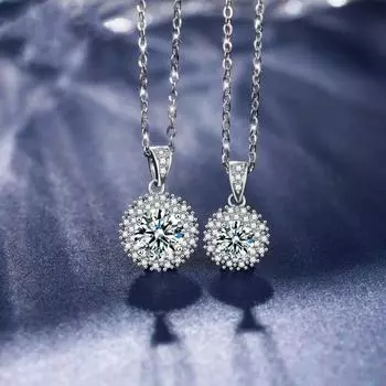 Украшение круглое ожерелье из муассанита со снежинкой женское серебро S925 с полной инкрустацией простая цепочка на ключицу 925