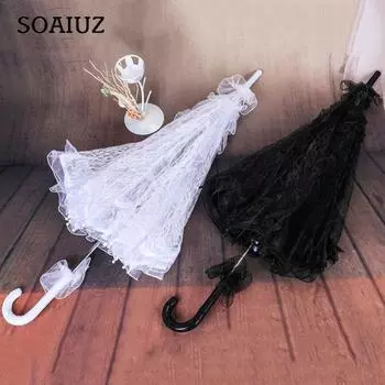 Украшение Кружевной цветочный зонтик Зонты с длинной ручкой Зонтик с вышивкой Кружевной свадебный зонтик розовый