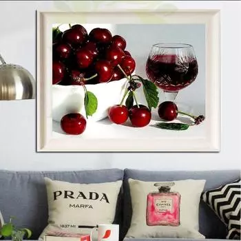 Украшение кухни Алмазная вышивка Фрукты Красное вино Домашний подарок DIY Decoratif Ремесло Алмазная картина 20X30CM