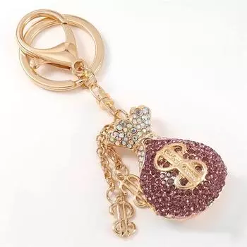 Украшение, кулон для рюкзака, хрустальный ключ, кулон, кольцо для ключей, сумка для благословения, брелоки, брелок в долларах США розовый