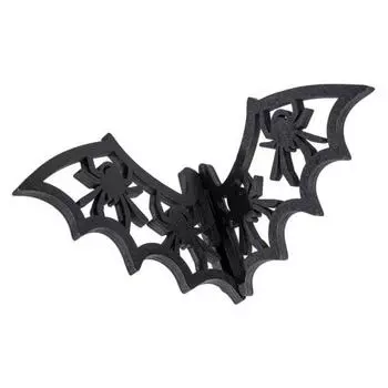 Украшение летучей мыши, полый паук, жуткий, простая сборка, многоразовый деревянный черный орнамент в виде летучей мыши, центральная часть вечеринки A