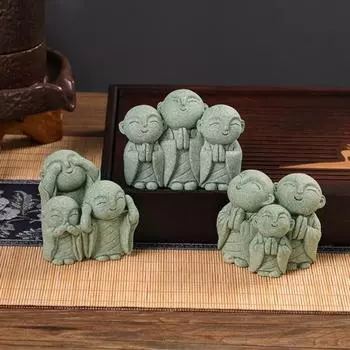 Украшение маленького Будды, зеленый песчаник, универсальная статуя монаха, украшение Будды для стола, домашний декор B
