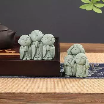 Украшение маленького Будды, зеленый песчаник, универсальная статуя монаха, украшение Будды для стола, домашний декор B