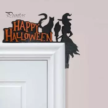 Украшение металлической дверной рамы на Хэллоуин, паутина, тыква, ведьма, черная кошка, знак на окно, дверь, угол, передняя дверь, украшение на кромку сиденья B