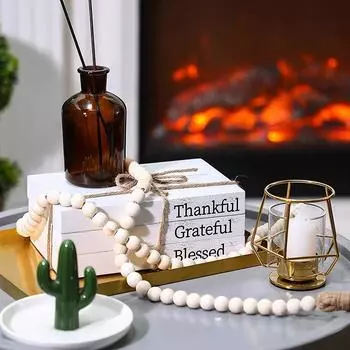 Украшение на День Благодарения Поддельная печатная книга Деревянные белые декоративные книги Ремесла Украшение рабочего стола белый