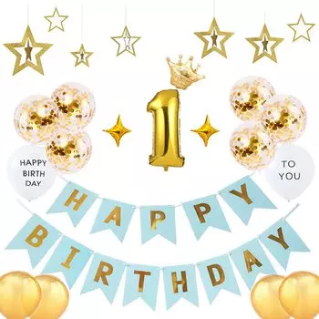 Украшение на день рождения для мальчиков 1 года, синяя гирлянда из воздушных шаров, набор воздушных шаров, украшение на день рождения, корона, С ДНЕМ РОЖДЕНИЯ, стильное, милое украшение для девочек и мальчиков