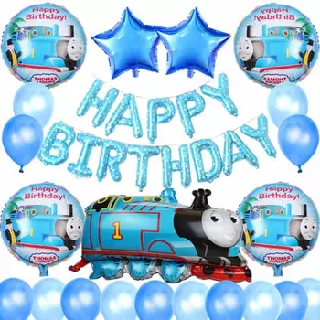 Украшение на день рождения Милый Томас Паровозик Бык Мальчик Дети С Днем Рождения Воздушный шар Томас Алюминиевый шар Звездный шар Латексный шар 100-дневный Ce