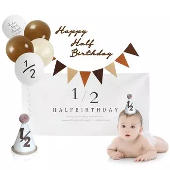 Украшение на день рождения на полдня Воздушный шар Happy Half Birthday Гирлянда на день рождения Воздушный шар на день рождения Шляпа на день рождения Украшение на день рождения на полдня Мальчики Девочки 1/2