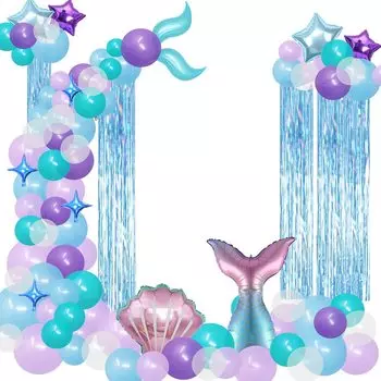 Украшение на день рождения Русалка Воздушный шар на день рождения Русалка Воздушный шар Набор воздушных шаров Воздушный шар на день рождения для девочек С ДНЕМ РОЖДЕНИЯ Праздник Свадьба Популярная вечеринка