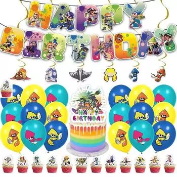 Украшение на день рождения Украшение на вечеринку Воздушный шар Алюминиевый воздушный шар Воздушный шар С Днем Рождения Торт Топпер Гирлянда Подвесной вихревой набор для украшения дня рождения (К)