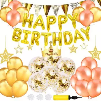 украшение на день рождения воздушными шарами набор воздушных шаров воздушный шар воздушный шар на день рождения золото С ДНЕМ РОЖДЕНИЯ украшение гирлянда гирлянда на день рождения мальчики и девочки