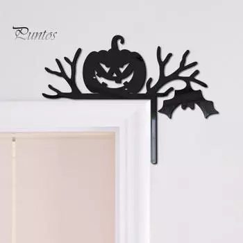 Украшение на дверь на Хэллоуин, черная тыква, летучая мышь, декор из сухостоя, акриловый дверной угол, праздничный домашний декор для вечеринки, дверной выключатель, оконный выключатель L