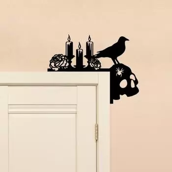 Украшение на дверь на Хэллоуин, металлический череп кошки, замок ведьмы, декор для угла двери на Хэллоуин D