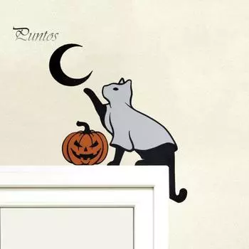 Украшение на дверь на Хэллоуин, металлический череп кошки, замок ведьмы, декоративная рамка для угла двери, вывеска для праздничного украшения дома D