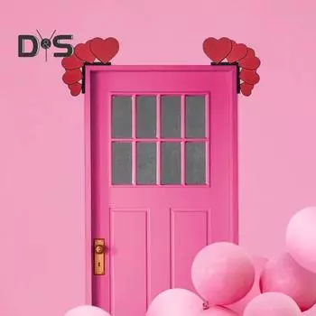 Украшение на дверь в форме сердца, деревянная группа сердец, декор для углов дверей ко Дню святого Валентина, отделка углов дверей для дверной рамы и фоторамки Left красный