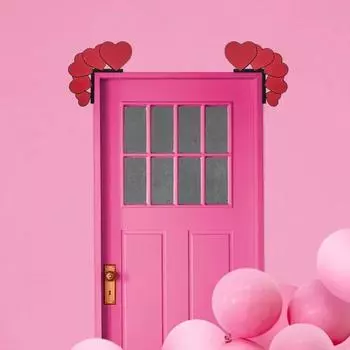 Украшение на дверь в форме сердца, деревянная группа сердец, декор для углов дверей ко Дню святого Валентина, отделка углов дверей для дверной рамы и фоторамки Left красный