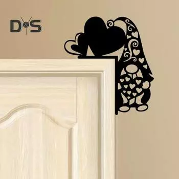 Украшение на дверь в форме сердца, железная дверная угловая рамка, черная статуэтка в форме сердца, декор для внутренней и наружной стены комнаты, двери, окна чёрный