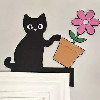 Украшение на дверную раму для кошки, украшение на деревянную дверную раму, украшение на дверь, черное Left