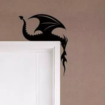 Украшение на дверную раму в виде дракона, металлическое украшение на дверь в виде силуэта дракона, настенное украшение в углу