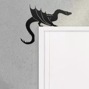 Украшение на дверную раму в виде дракона, металлический силуэт дракона, украшение на дверь, настенный художественный уголок, знак для окна детской комнаты, спальни