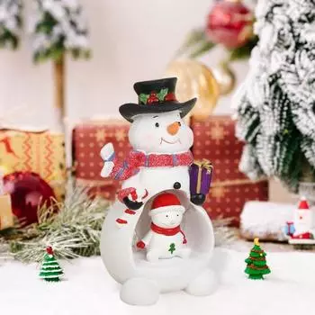 Украшение на елку из смолы Санта-медведь, статуэтка снеговика со светодиодной подсветкой на рабочем столе Christmas Tree